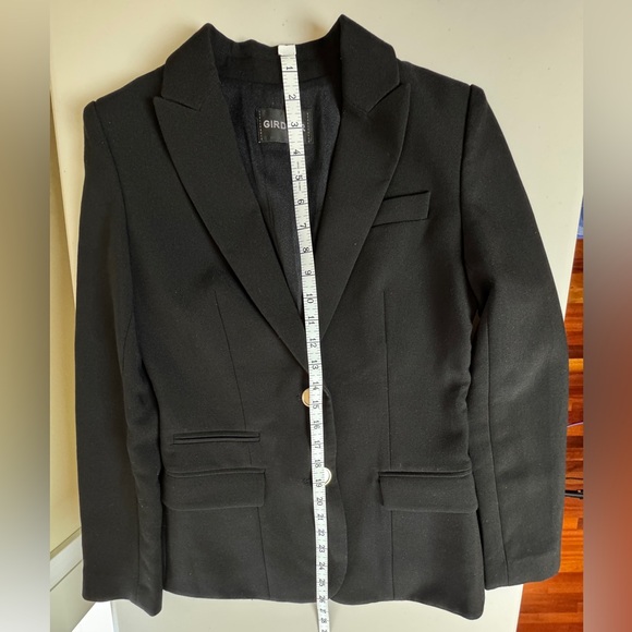 GIRDEAR Tailored Black Blazer Size 2 Structured Designer Jacket - Picture 12 of 14